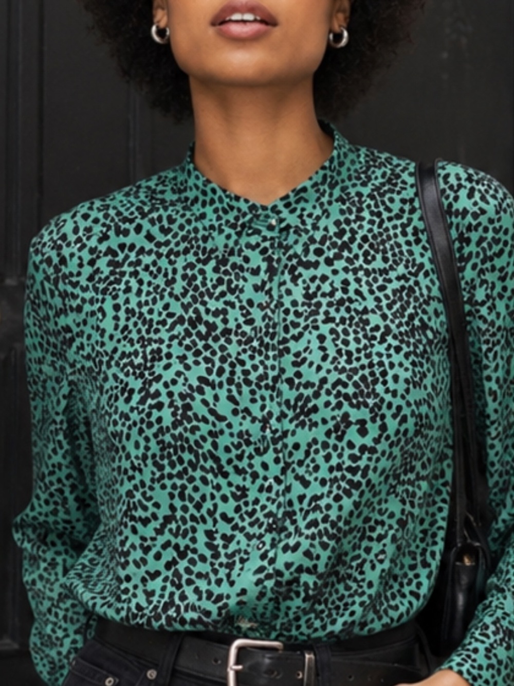 EQUIPMENT Perce Animal Print Pintuck Button-Down Poet Blouse Women’s Size S